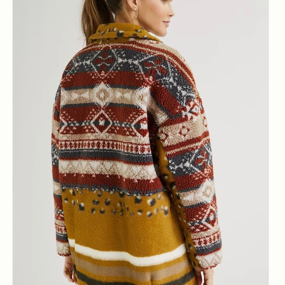 Pilcro and the Letterpress Jackets & Blazers - Pilcro Faux Fur Contrast Jacket Anthropologie xl fleece coat oversized fit